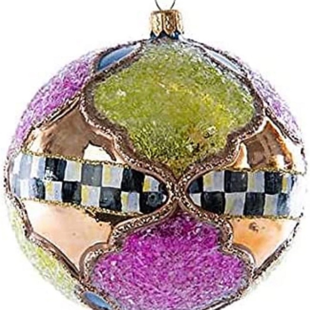 MacKenzie-Childs Pink and Green Holiday Ornament
